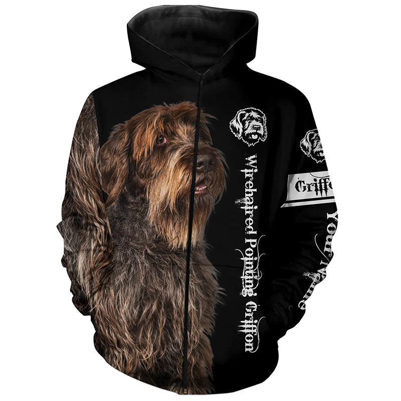 Wirehaired Pointing Griffon Shirt 3D All Over Printed Hoodie, T-shirt - Gifts for Dog Lovers FSD3978 Zip up hoodie