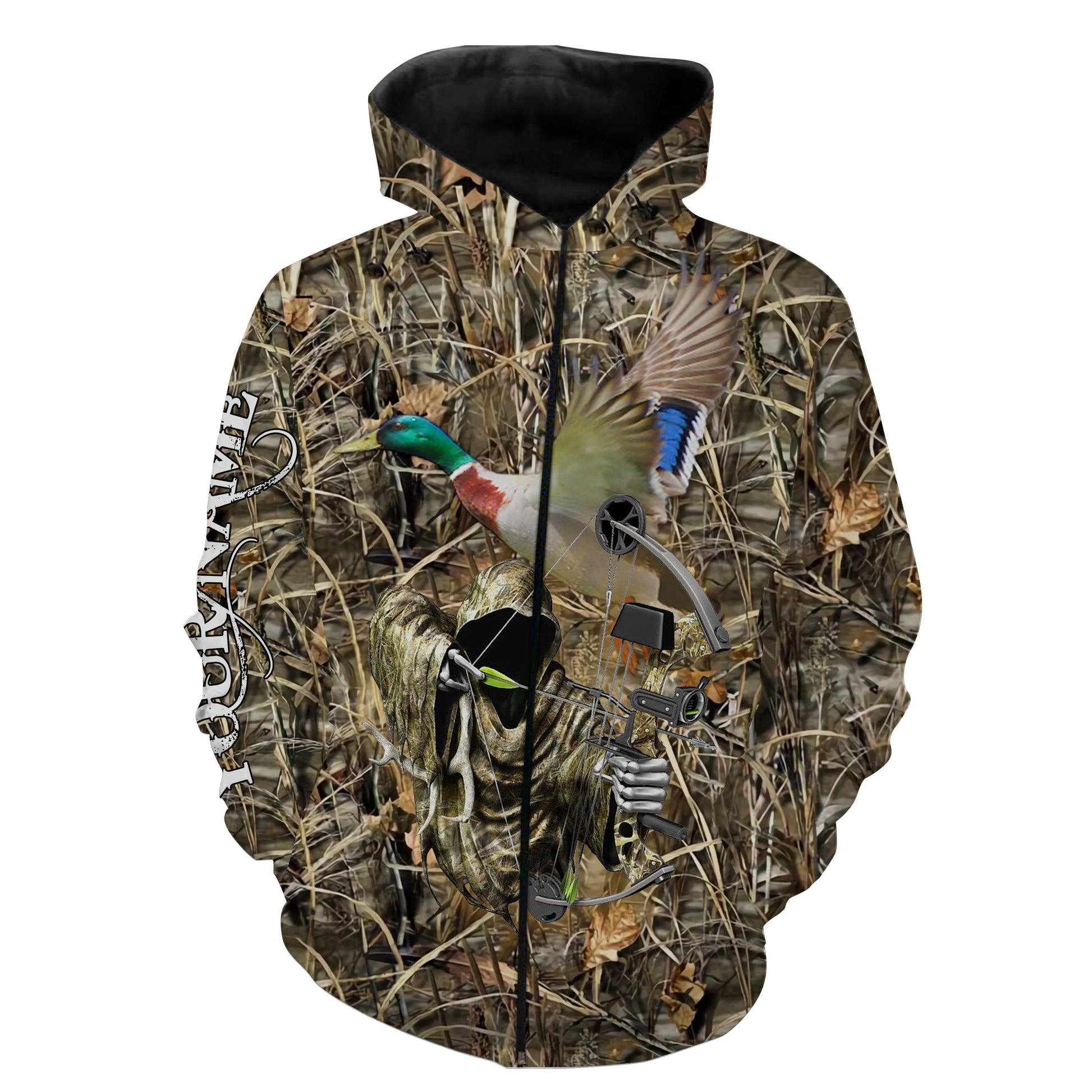 Duck Hunting Grim Reaper Camo Custom Name 3D Full Printing Shirts  Zip Up Hoodie Zip Up Hoodie