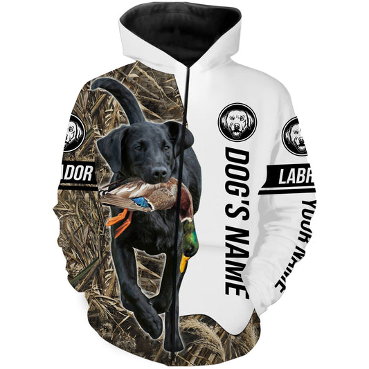 Duck Hunting With Labrador Retriever Dog Custom Name Camo Full Printing Shirts Zip Up Hoodie Zip Up Hoodie