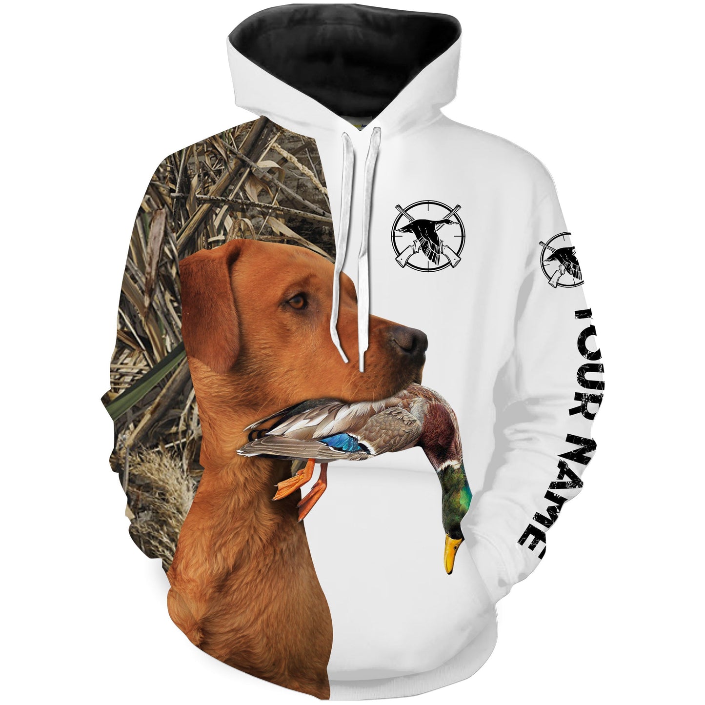 Duck Hunting With Dog Fox Red Labrador Custom Name 3D Full Printing Shirts For Men Women - Personalized Hunting Gifts FSD1888 Hoodie