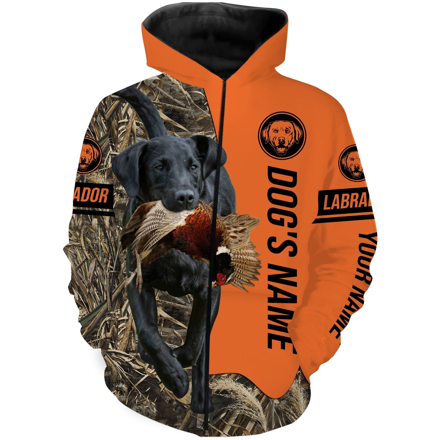 Pheasant Hunting with Dogs Black Labs Customize Name Shirts for Bird Hunter, Labrador Retriever shirt FSD4027