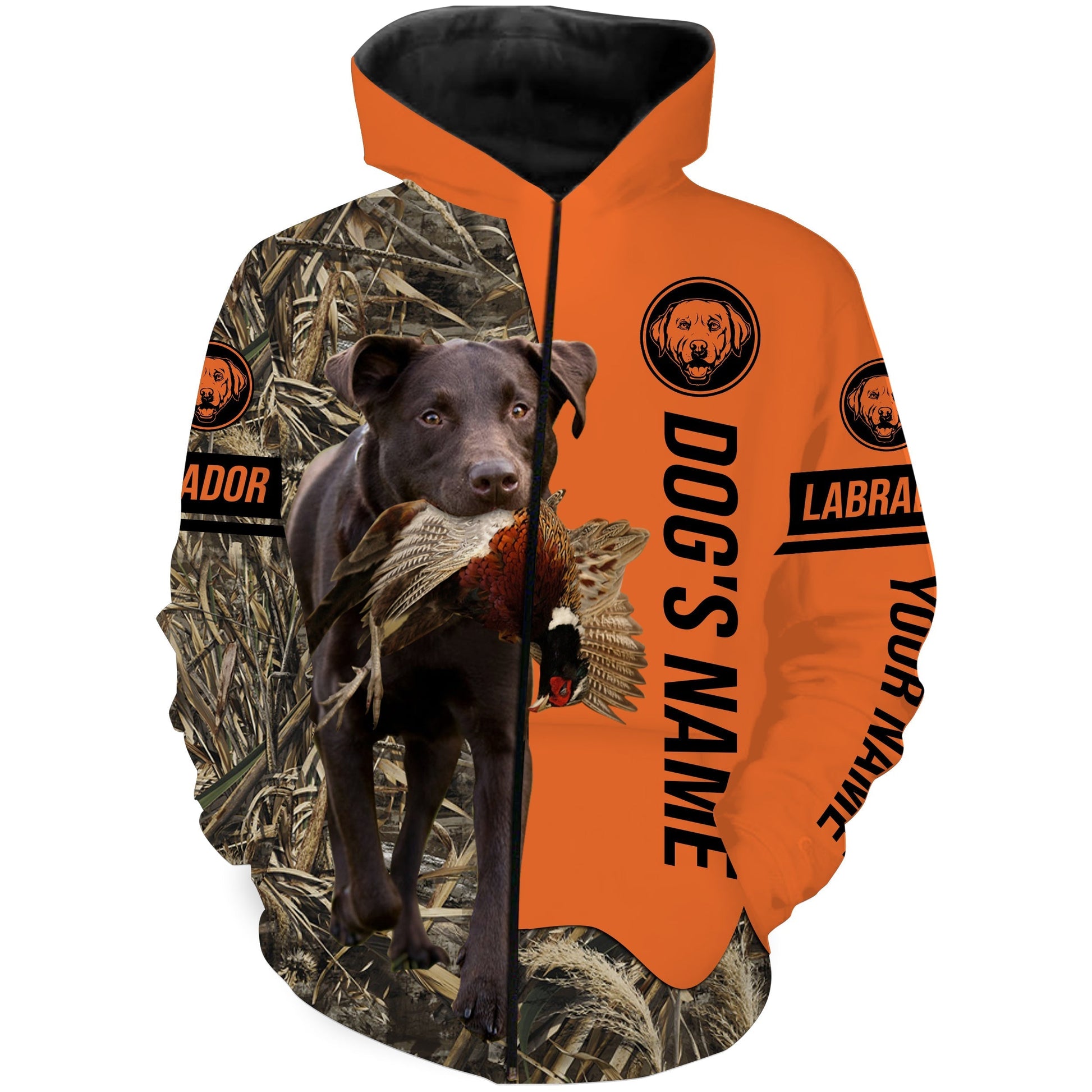 Pheasant Hunting with Dogs Chocolate Labs Customize Name Shirts for Bird Hunter, Labrador Retriever shirt FSD4029