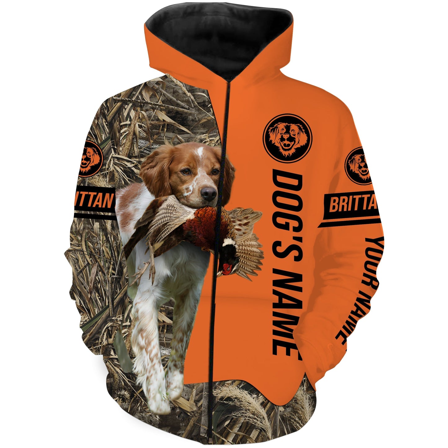 Pheasant Hunting with Dogs Brittany Customize Name Shirts for Bird Hunter, Brittany Spaniel shirt FSD4030