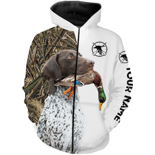 Duck Hunting With Dog GSP German Shorthaired Pointer Customize Name All Over Printed Shirts - Personalized Hunting Gifts FSD2212