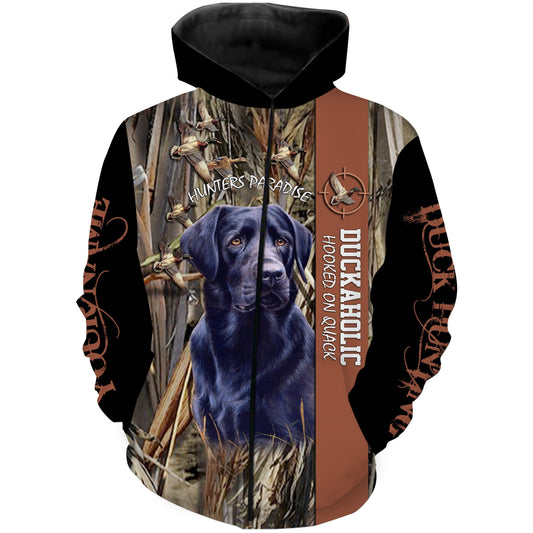 Hunter Paradise Labrador Duck Hunting Custom Name 3D Full Printing Sweatshirt Zip Up Hoodie Zip Up Hoodie