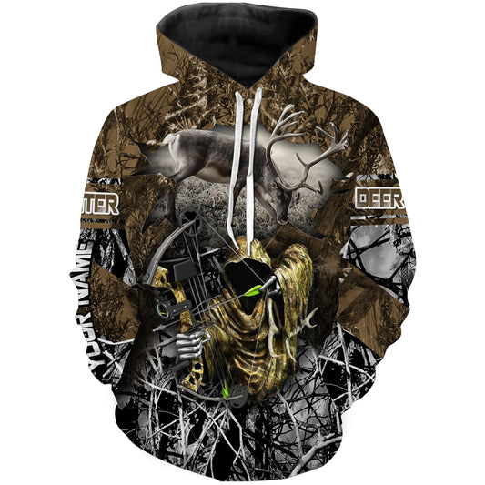 Deer Archery bowhunting camo Grim Reaper custom Name 3D All over print shirt Personalized hunting gift FSD761