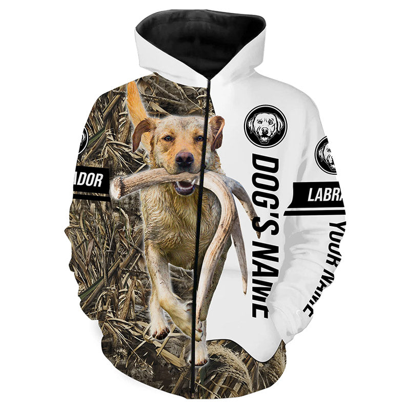 Yellow Labrador Antler Shed Hunting Labs Customize Name All over print Shirts FSD3586 Zip up hoodie