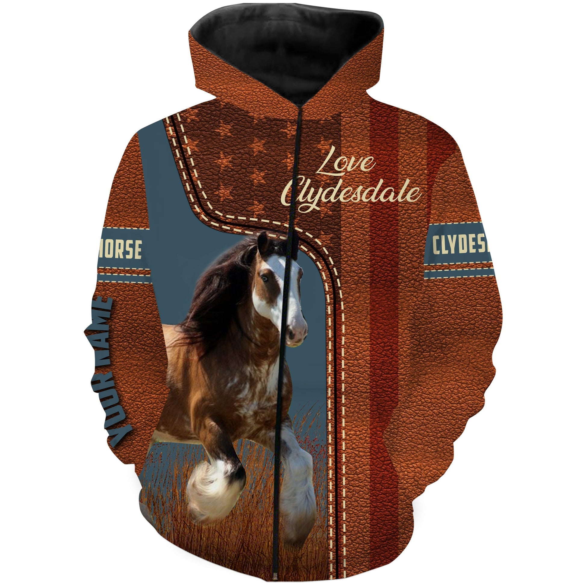 Clydesdale Horse American Flag 3D All Over Printing Shirts Personalized Gifts For Horse Lovers Fsd956 Zip Up Hoodie Zip Up Hoodie