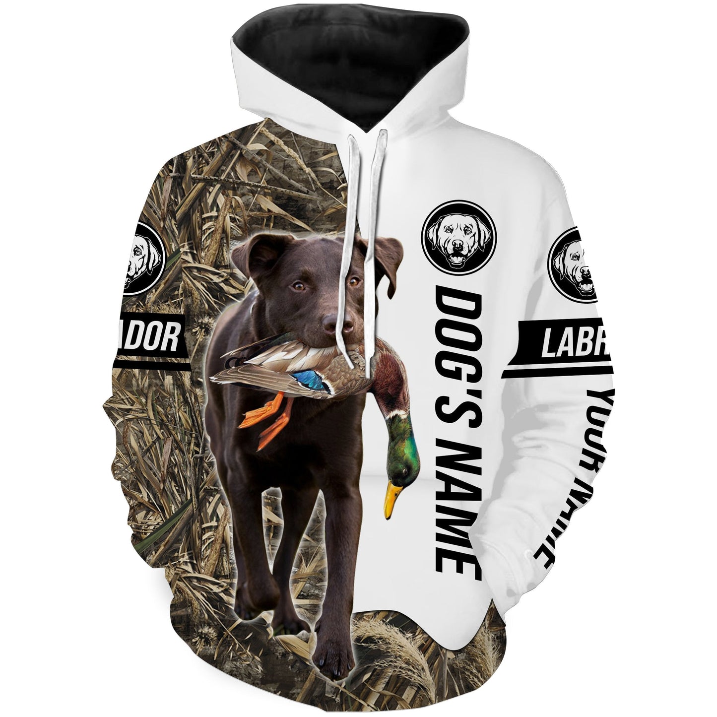 Duck Hunting with Labrador Retriever Dog Custom Name Camo Full Printing Shirts, Chocolate Lab Hunting Partner FSD2669