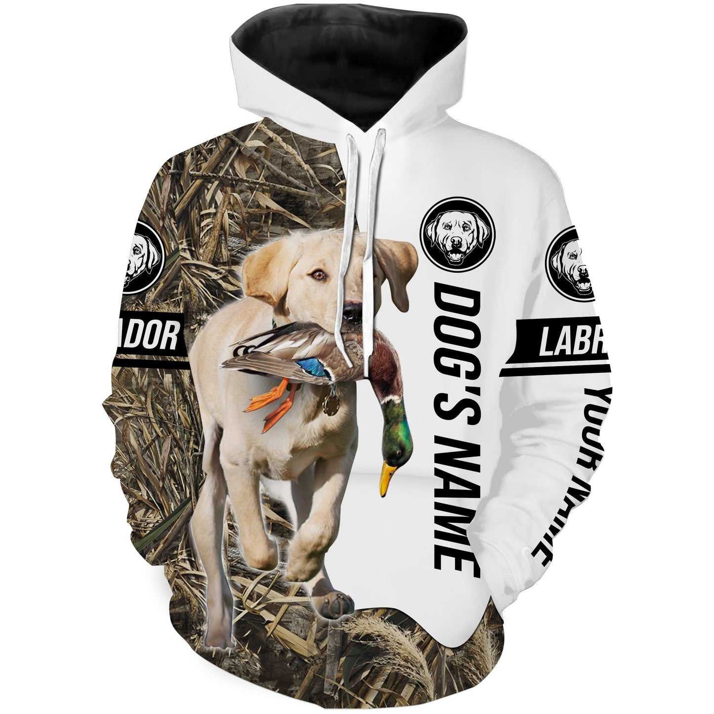 Duck Hunting with Labrador Retriever Dog Custom Name Camo Full Printing Shirts