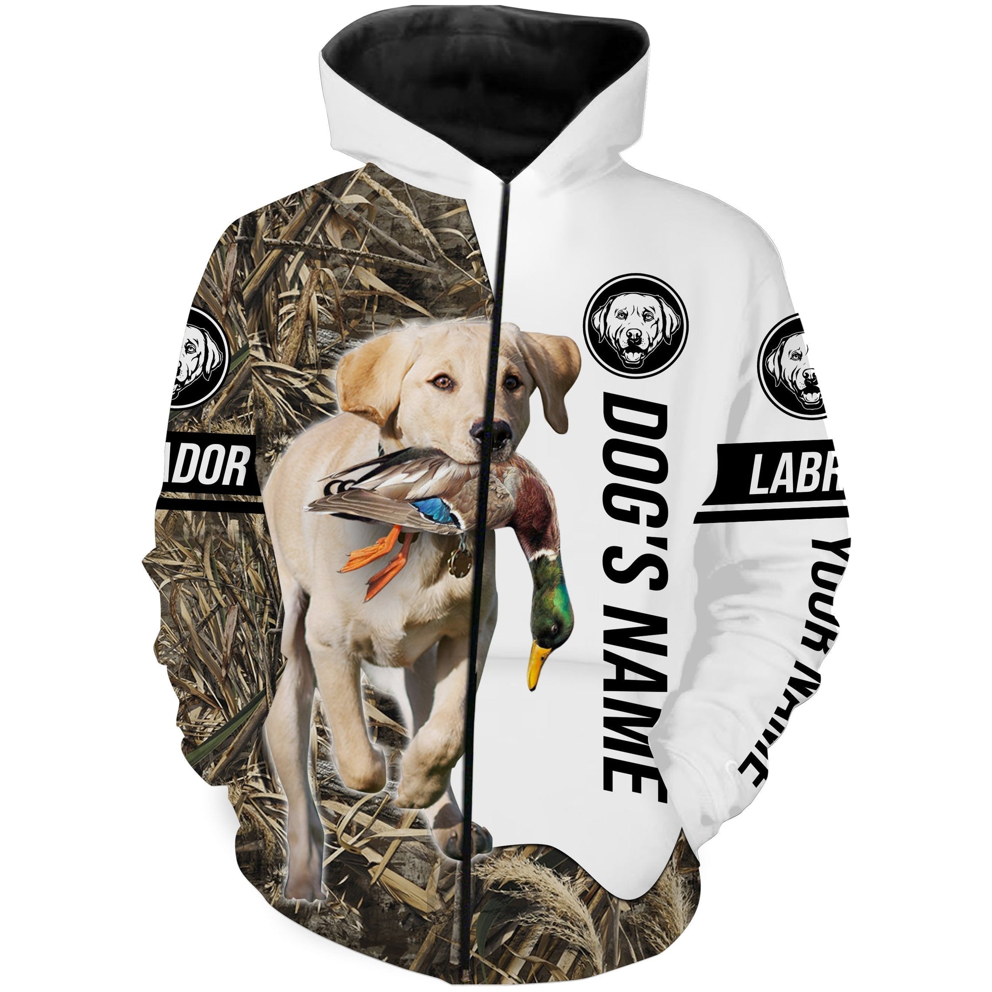 Duck Hunting with Labrador Retriever Dog Custom Name Camo Full Printing Shirts