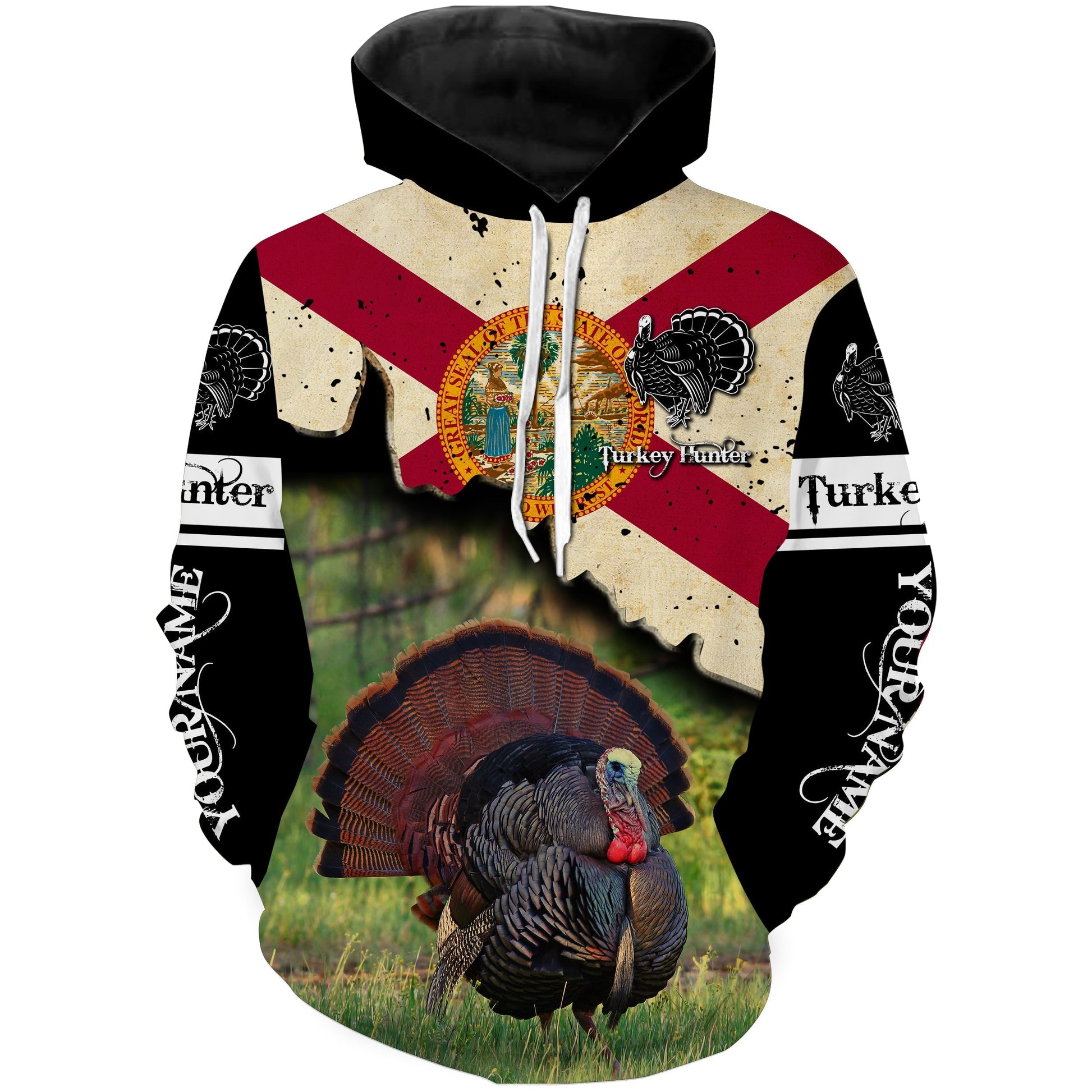 Florida Turkey Hunting Custom Name All Over Printed Shirts Hoodie Hoodie