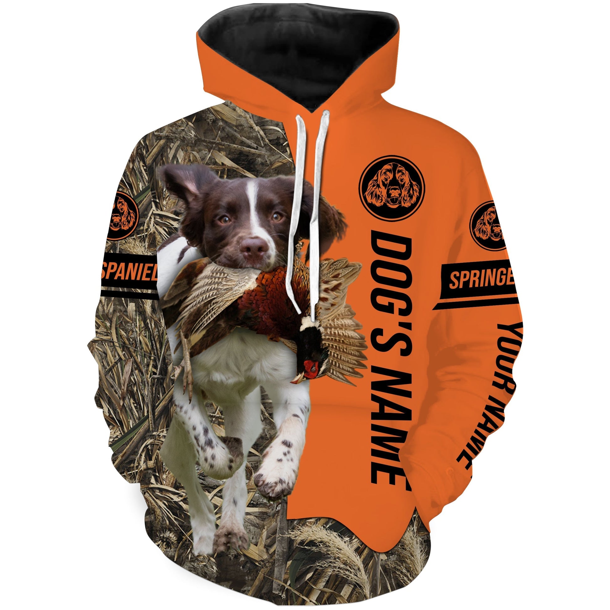 Pheasant Hunting with Dog English Springer Spaniel Customize Name Shirts for Bird Hunter FSD4038