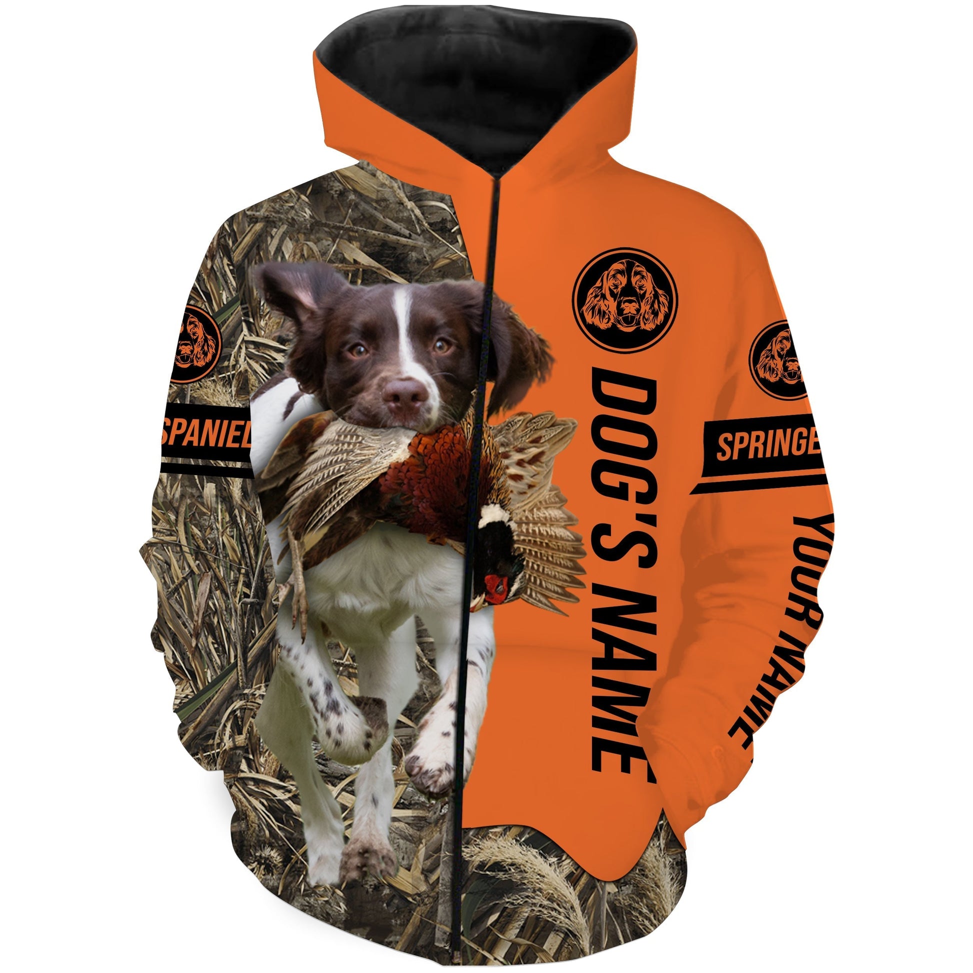 Pheasant Hunting with Dog English Springer Spaniel Customize Name Shirts for Bird Hunter FSD4038