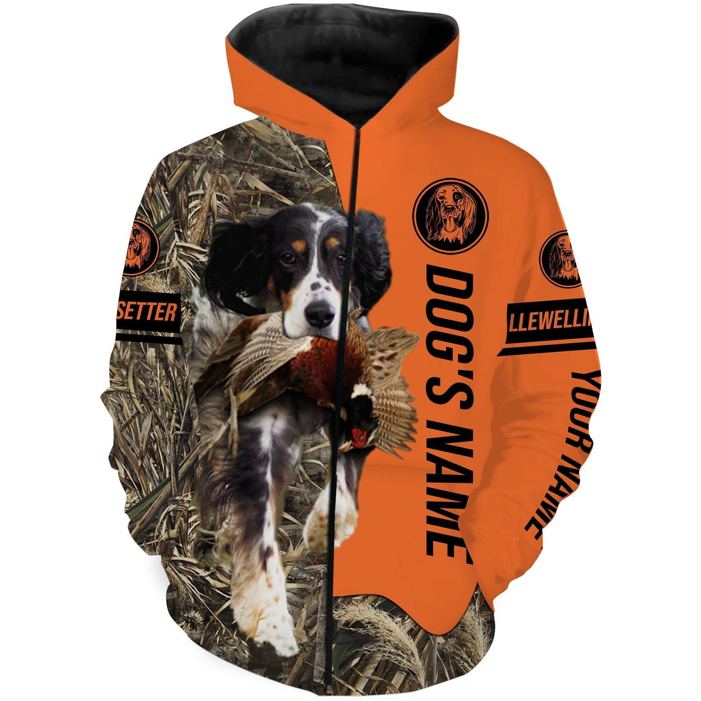 Pheasant Hunting with Dog Llewellin Setter Customize Name Shirts for Bird Hunter, pheasant hunter FSD4039