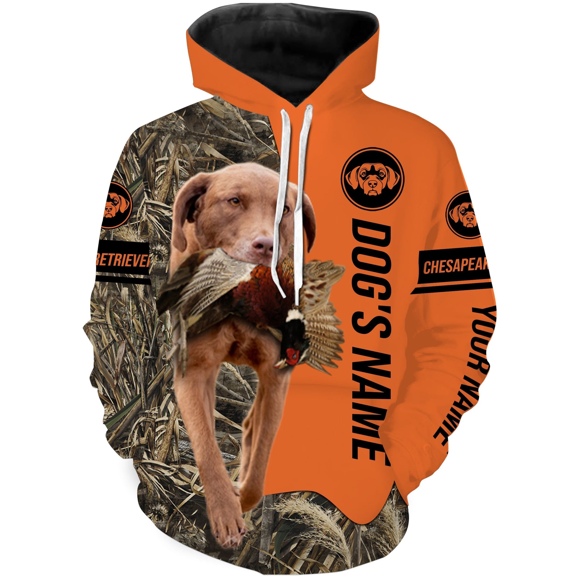 Pheasant Hunting with Dog Chesapeake Bay Retriever Customize Name Shirts for Bird Hunter FSD4040