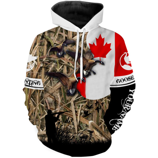 Goose hunting Canada Flag Custom Name 3D All over print Shirts - Personalized hunting gift - FSD205