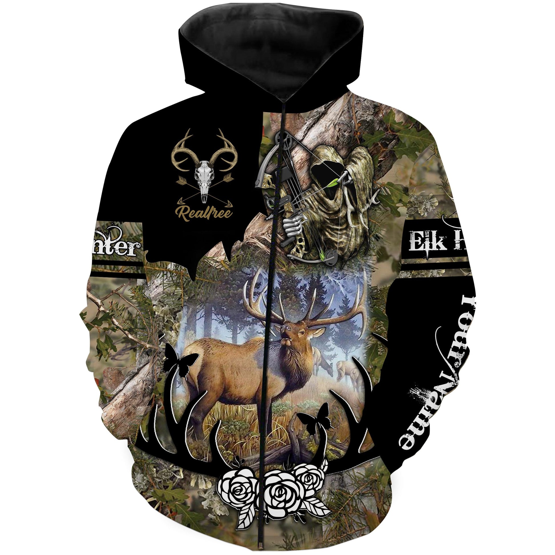 Grim Reaper Elk hunting camo custom Name 3D Full print shirt Gift for Elk hunter FSD767