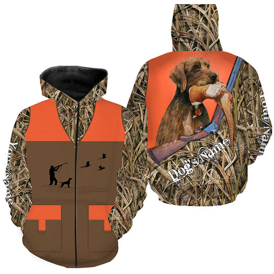 Personalized Pheasant Upland Hunting Vest shirt for Men - Pudelpointer hunting dog breeds clothing FSD3983 Zip up hoodie