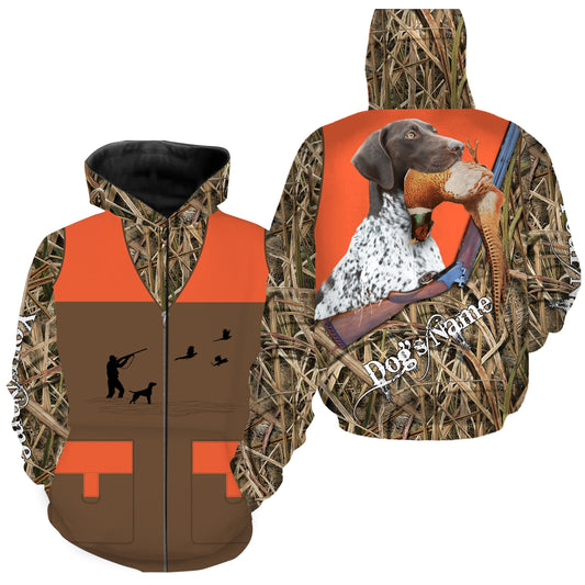 German Shorthaired Pointer shirt - Personalized Pheasant Upland Hunting Vest shirt for Men FSD3984 Zip up hoodie