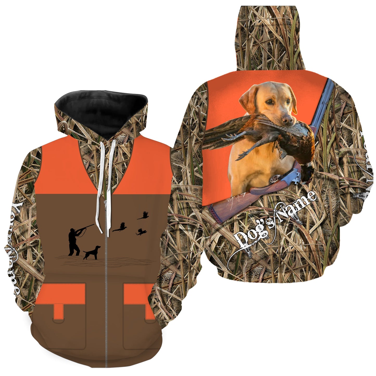 Custom Name Yellow Labrador Retriever Dog Pheasant Upland Hunting Vest shirt for Men FSD3985 Hoodie