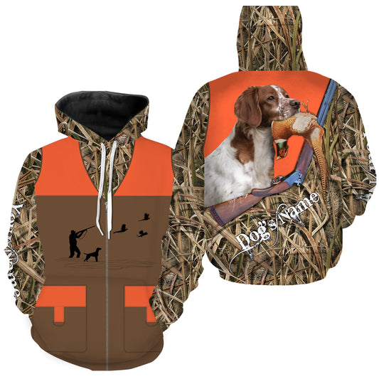 Custom Name Brittany Dog Pheasant Upland Hunting Vest shirt for Men FSD3987 Hoodie