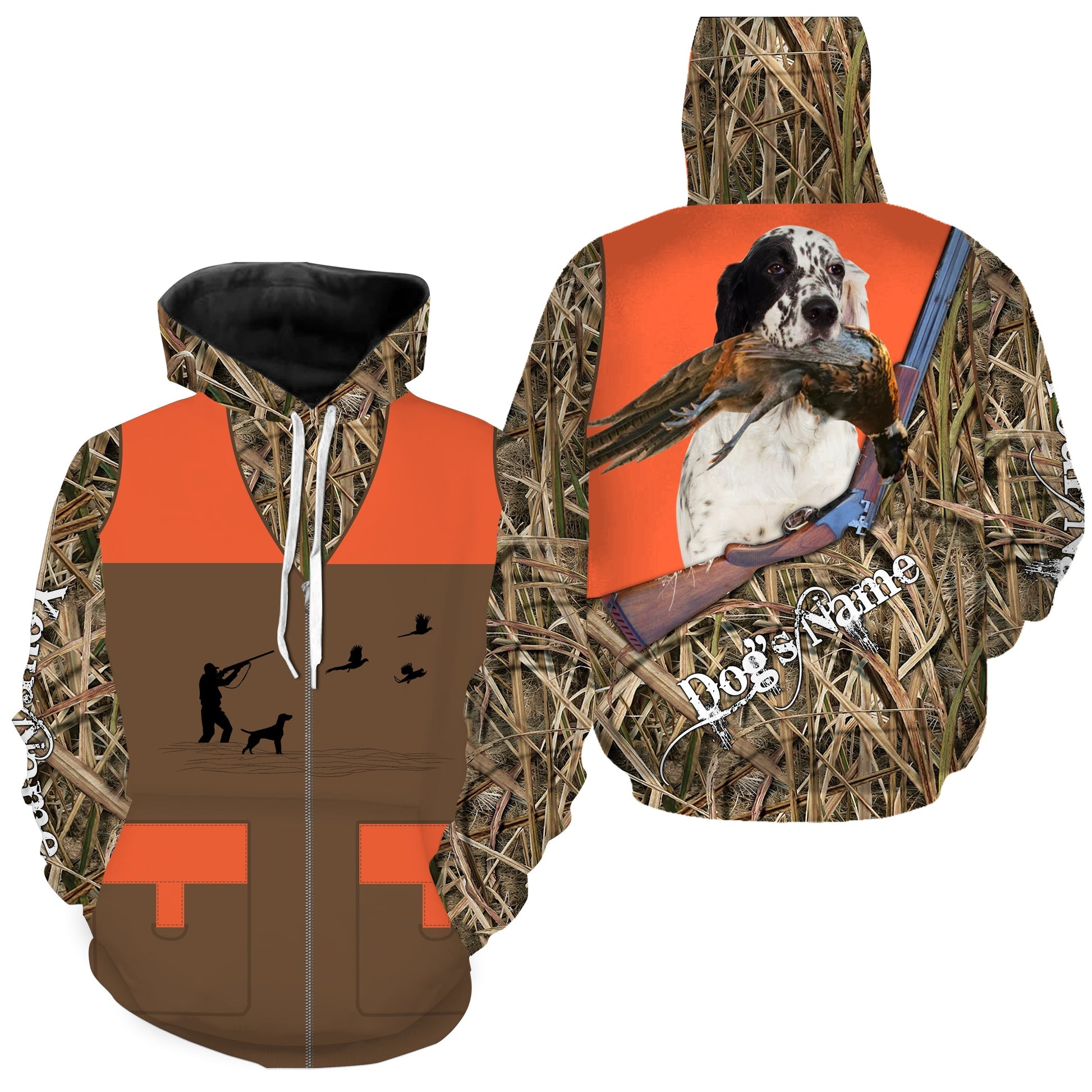 Custom Name English Setter Dog Pheasant Upland Hunting Vest shirt for Men FSD3989 Hoodie