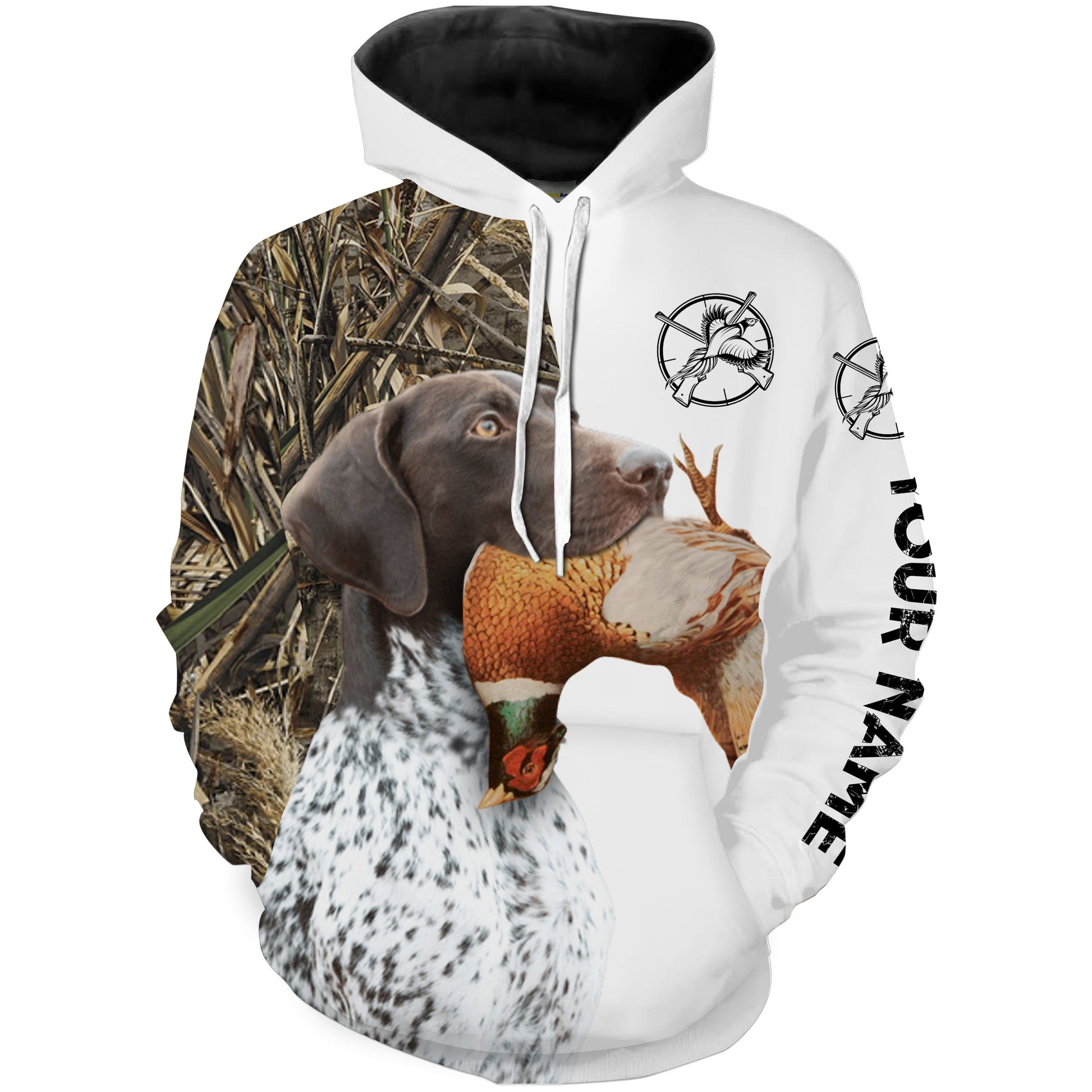 Pheasant Hunting With Dog GSP German Shorthaired Pointer Custom Name All Over Printed Shirts - Personalized Hunting Gift FSD1911 Hoodie