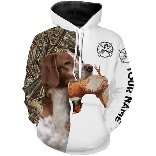 Pheasant Hunting With Dog Brittany Spaniel Custom Name All Over Printed Shirts - Personalized Hunting Gifts FSD1917