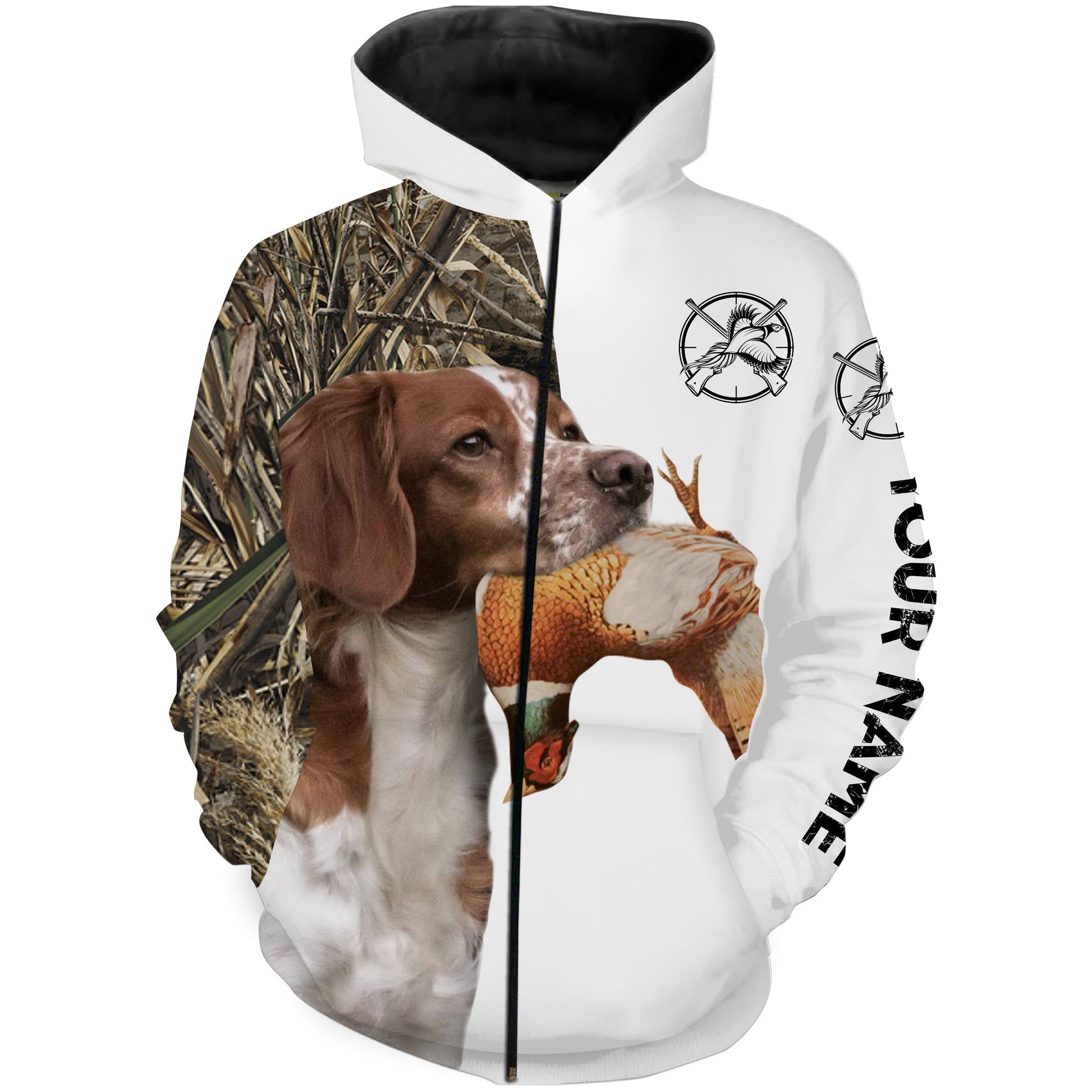 Pheasant Hunting With Dog Brittany Spaniel Custom Name All Over Printed Shirts - Personalized Hunting Gifts FSD1917