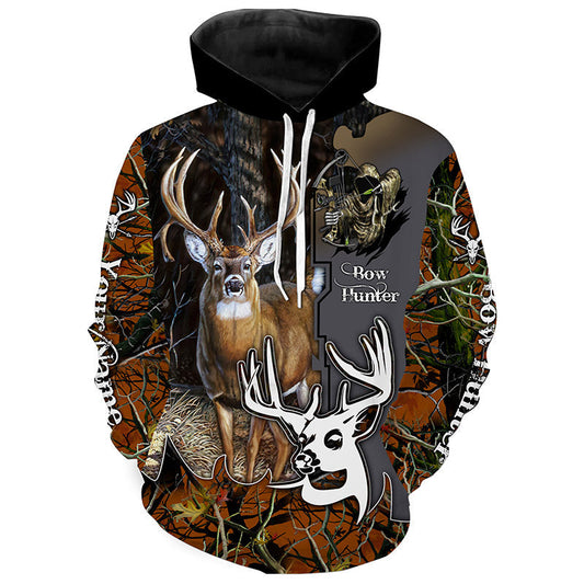 White-tailed Deer Bow hunting Grim reaper Camouflage shirts, Personalized Hunting Gifts for Men FSD3480 Hoodie