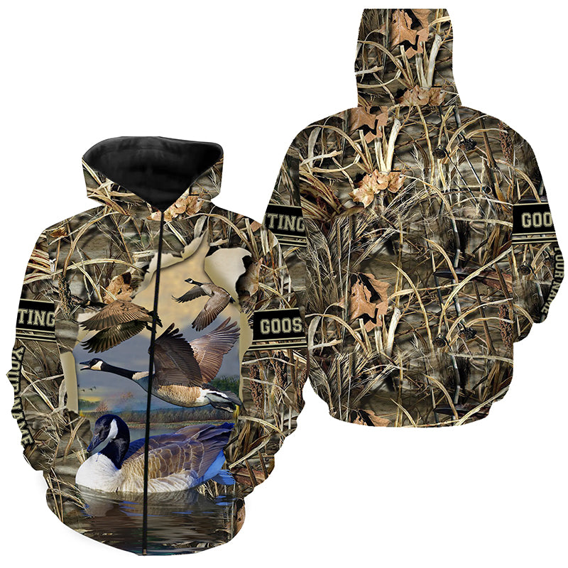 Canada Goose hunting waterfowl camo shirt custom Name 3D All over printing Shirts Personalized gift for Goose hunter FSD3702