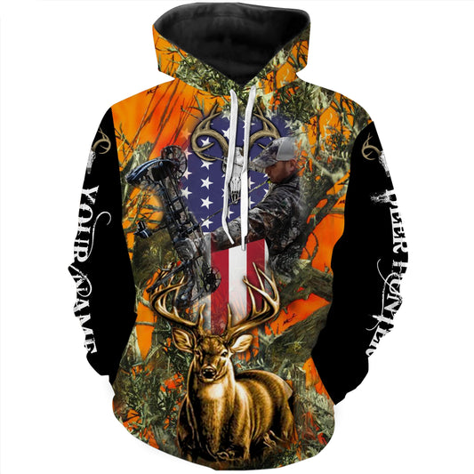 Deer hunting Orange camo Custom Name 3D All over print shirts - personalized hunting gifts - FSD229 Hoodie