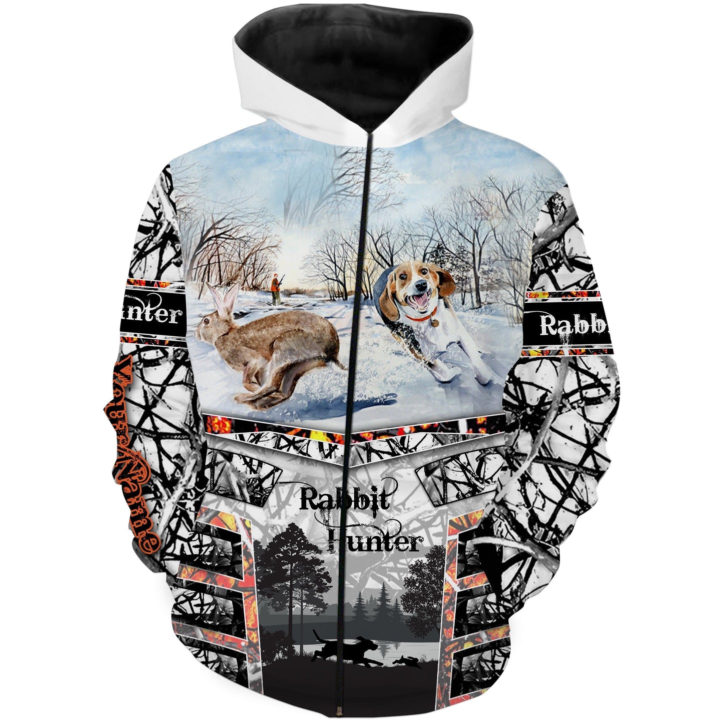 Rabbit hunting with Beagle custom name 3D All over print Shirts Zip up hoodie