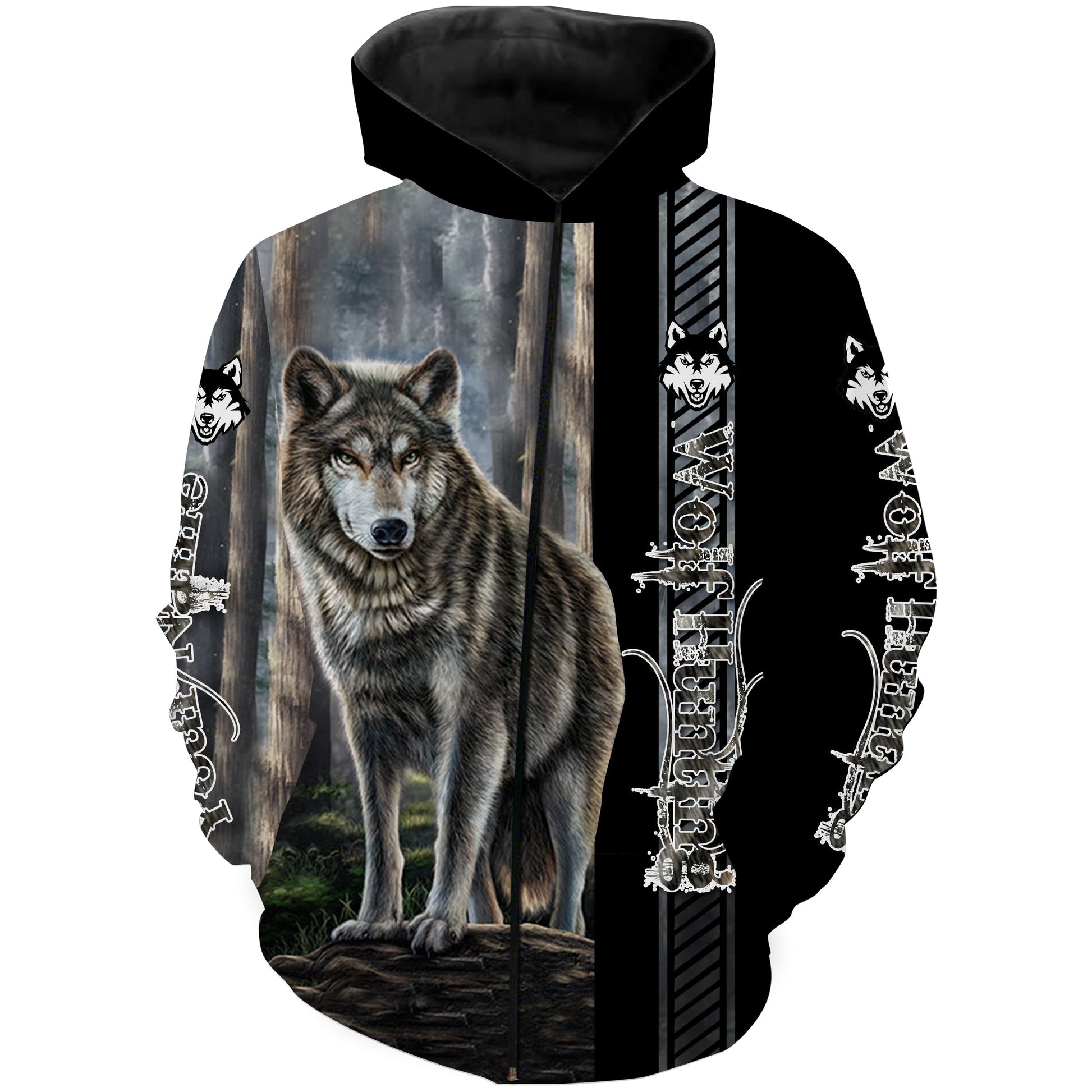 Wolf Hunting Custom Name 3D All Over Print Shirt Personalized Wolf Hunting Gift Fsd547 Zip Up Hoodie Zip Up Hoodie