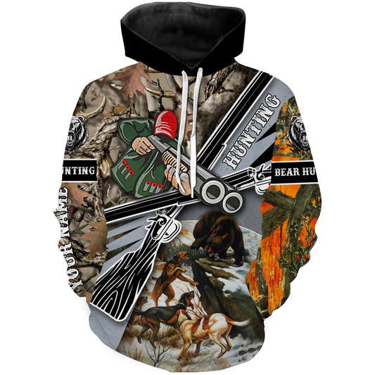 Bear hunting with dog custom Name 3D All over print Shirts Personalized hunting gift FSD553