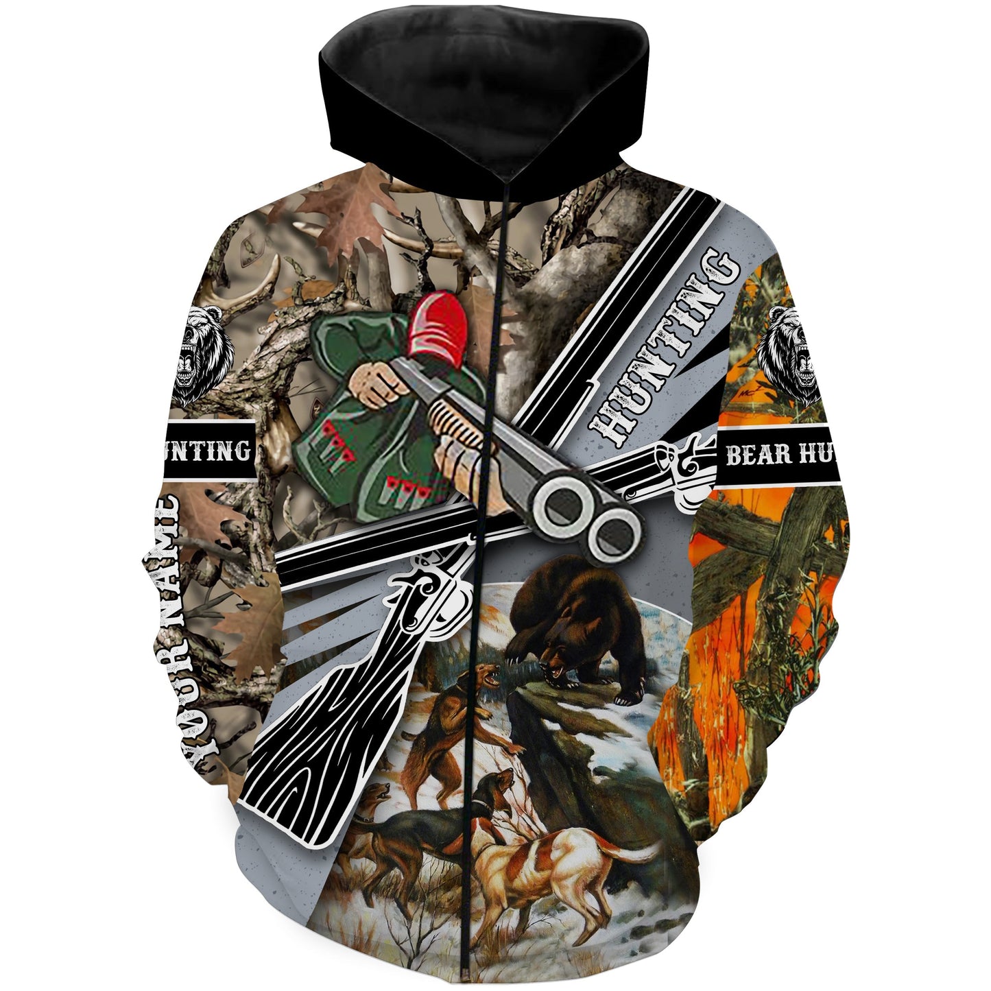 Bear hunting with dog custom Name 3D All over print Shirts Personalized hunting gift FSD553