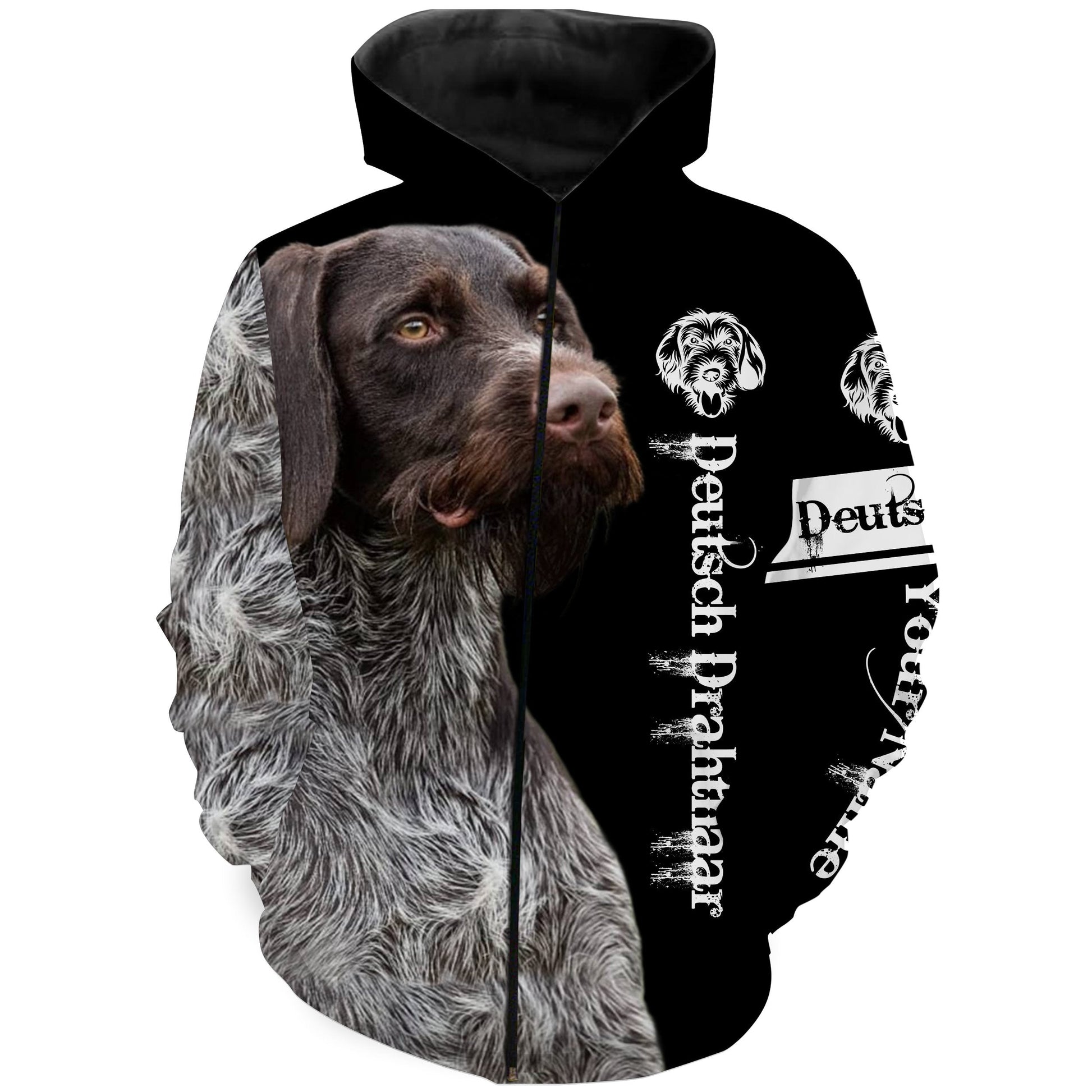 Deutsch Drahthaar Custom Name 3D All Over Printed Shirts Zip Up Hoodie Zip Up Hoodie