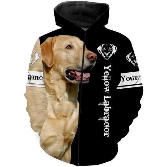 Yellow Labrador 3D All over print T-shirt Zip up hoodie