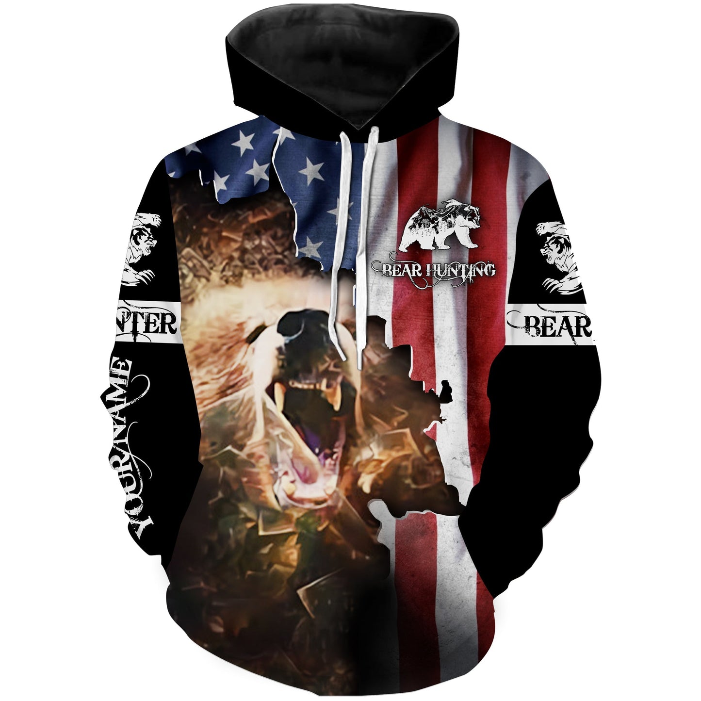 Bear hunting US flag custom Name 3D All over print Shirt Personalized hunting shirt for Bear hunter FSD556