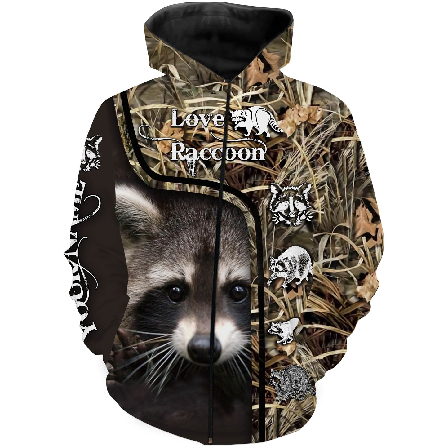 Love Raccoon custom name 3D All over printed Shirt Zip up hoodie