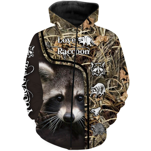 Love Raccoon custom name 3D All over printed Shirt Zip up hoodie