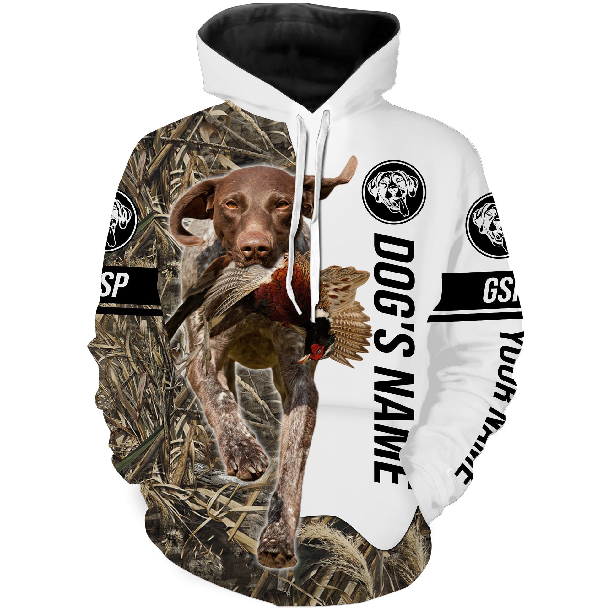 Pheasant Hunting with German Shorthaired Pointer GSP Custom Name Camo Full Printing Shirts