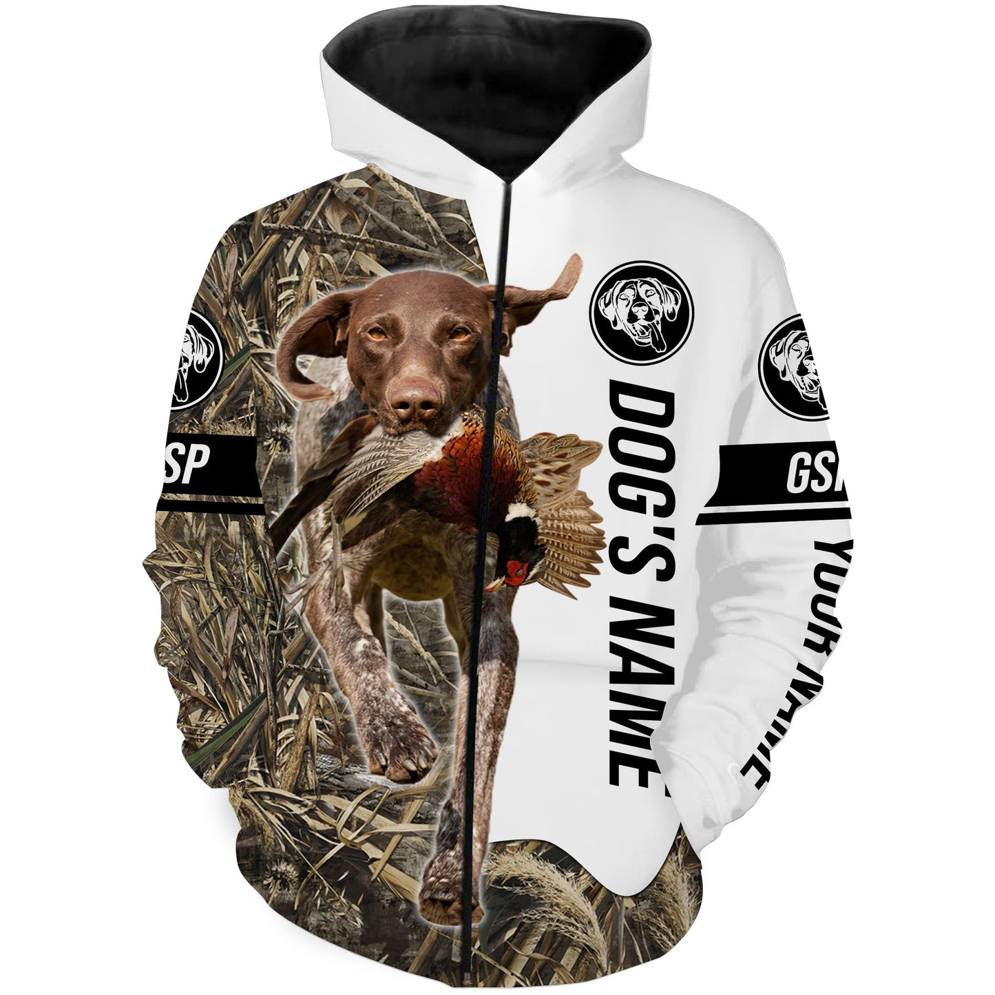 Pheasant Hunting with German Shorthaired Pointer GSP Custom Name Camo Full Printing Shirts