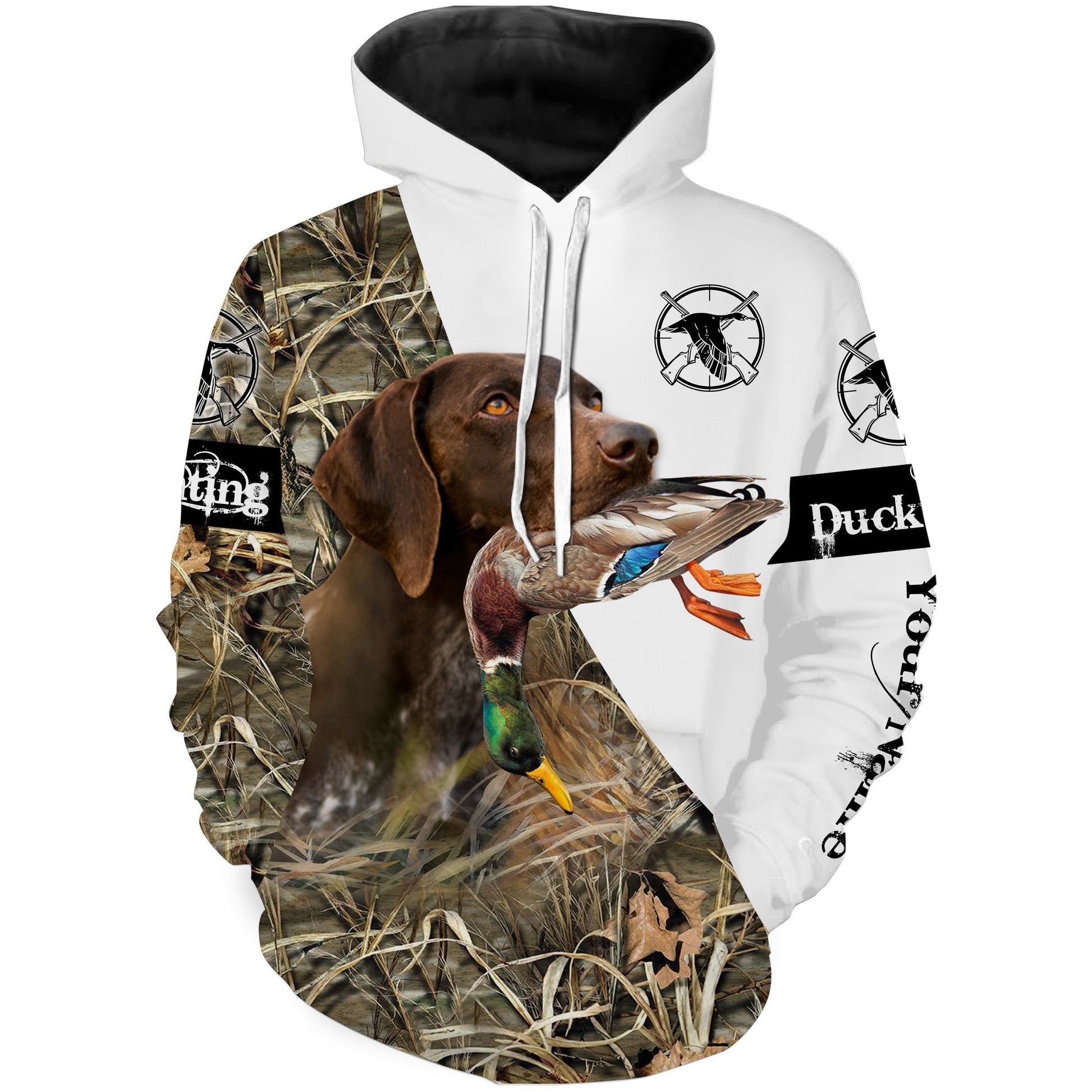 Duck hunting with dog german shorthaired pointer Custom Name 3D All over print Shirt, Hoodie Personalized gifts ideas for Duck hunter FSD2712