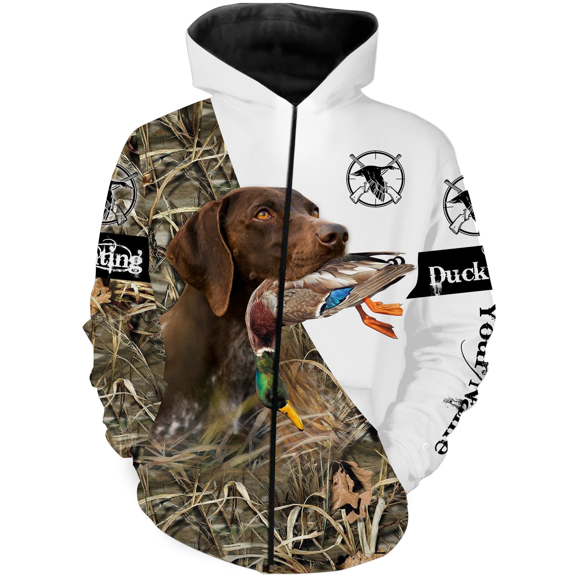 Duck hunting with dog german shorthaired pointer Custom Name 3D All over print Shirt, Hoodie Personalized gifts ideas for Duck hunter FSD2712