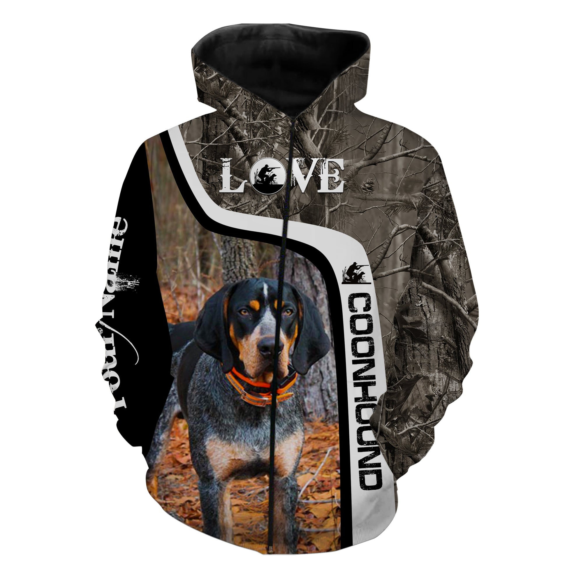 Coonhound hunting dog Coon hunter camo 3D full printing Shirts Zip up hoodie