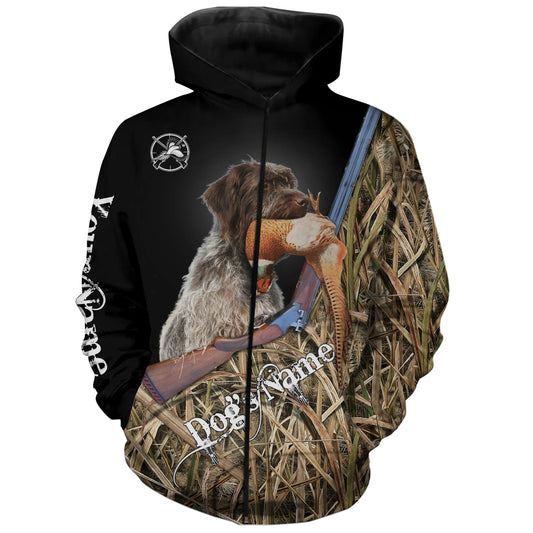 Wirehaired Pointing Griffon Gun Dog Pheasant Hunting Custom Name Shirts for Pheasant Hunters FSD3919 Zip up hoodie