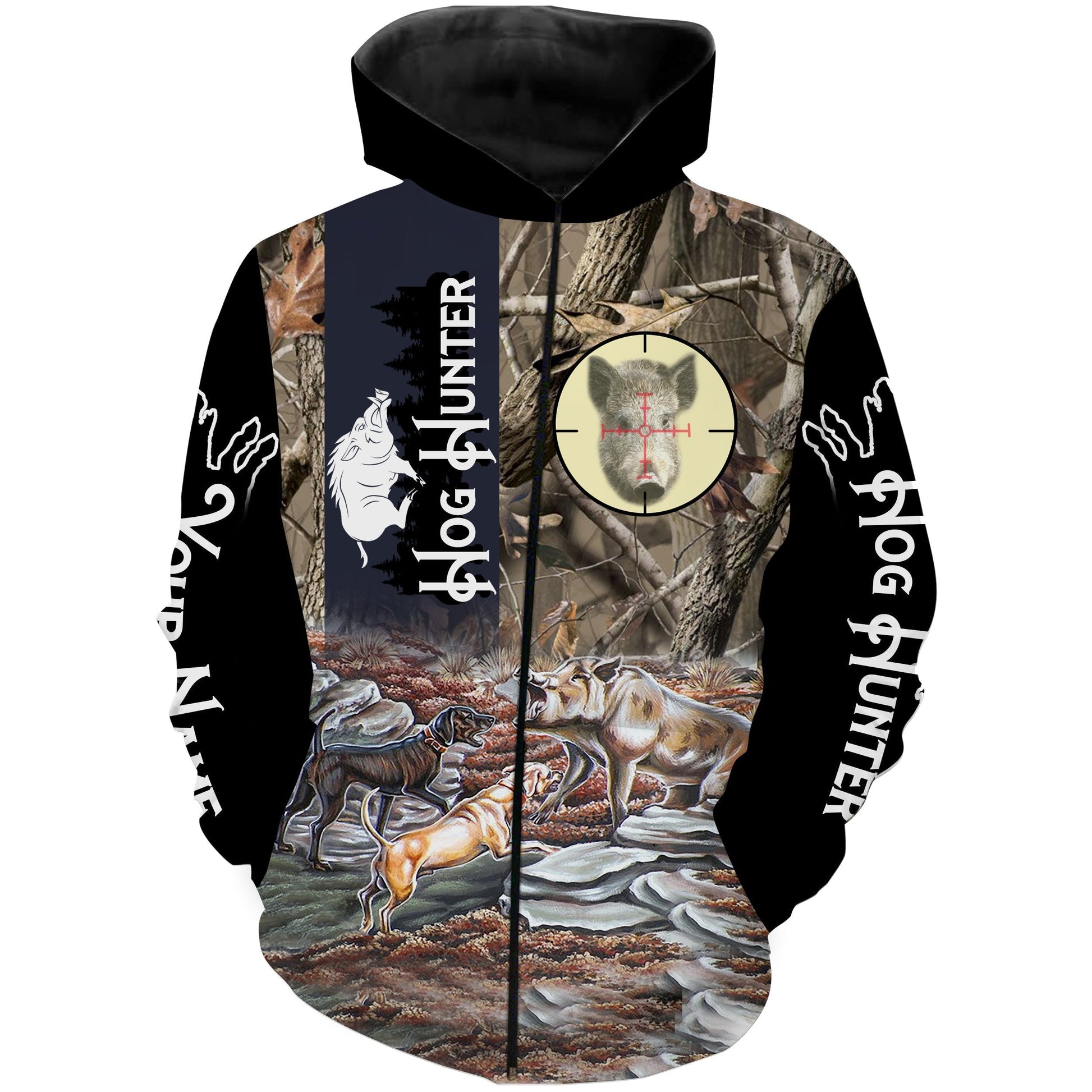 Hog hunting Custom Name 3D All over print shirts - personalized hunting gifts - FSD233 Zip up hoodie