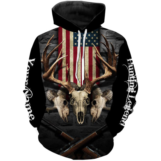 Hunting Legend American Flag Custom Name 3D All over print shirts - personalized hunting gifts - FSD234 Hoodie